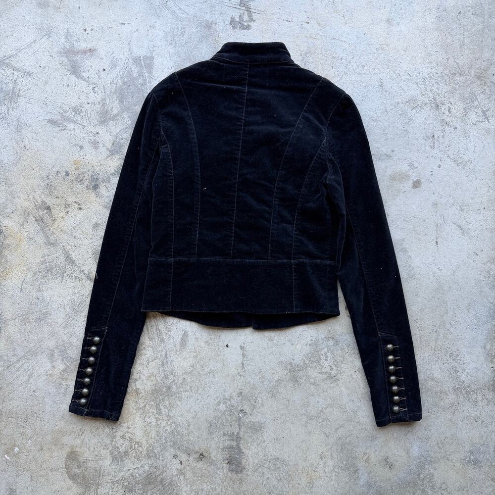Vintage Y2K Miss Me Black Velvet Military Jacket Cropped - Picture 5 of 7